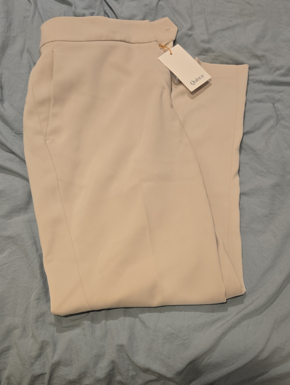 Quince Womens Cream Straight-Leg Cropped Dress Pants
